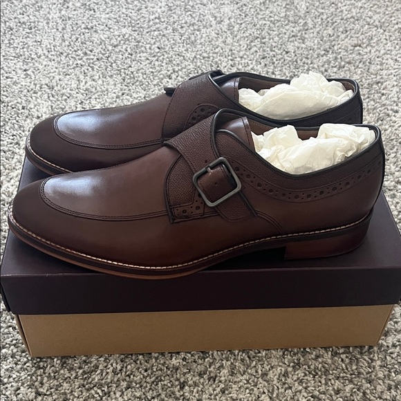 Johnston & Murphy Men\'s Dark Brown Buckle Derbys